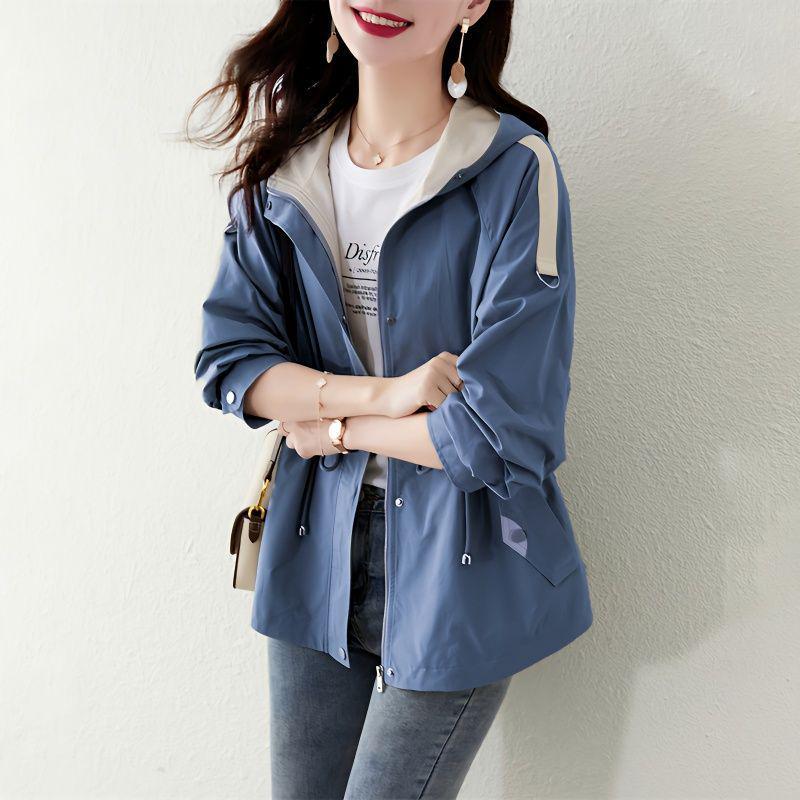 Women’s Petite High-End Hooded Jacket - 2025 Spring/Autumn, Korean & British Style