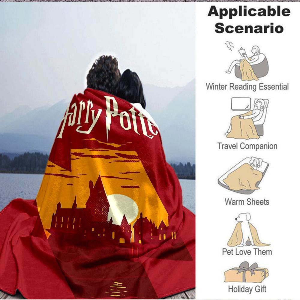 1pc Harry Potter Flannel Throw Blanket - HD Printed Lightweight Soft Warm All-Season Blanket for Sofa, Bed, Travel, Camping 096