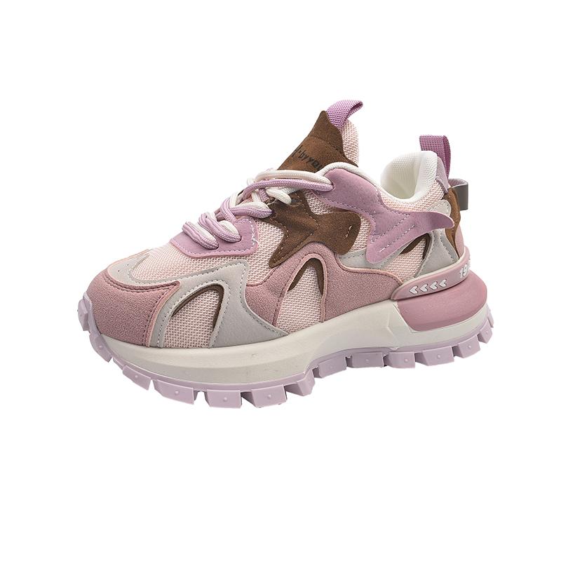 2025 Spring New Super Fire Thick Bottom Color Matching Mesh Breathable Casual Sports Shoes Woman High Quality Shoes