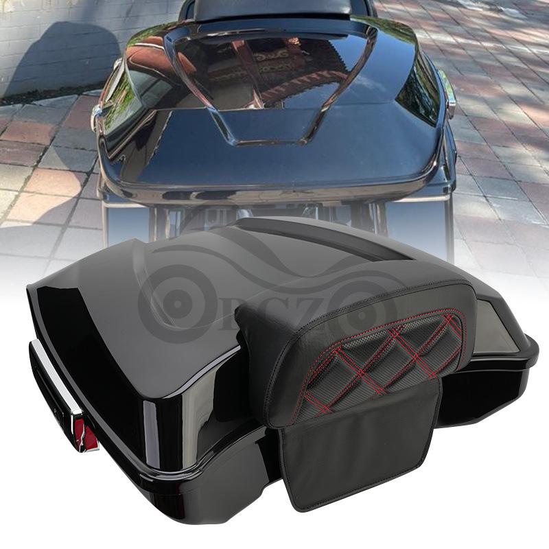 Juego Universal de Caja Trasera Negra con Almohadilla para Respaldo Trasero para Motos Harley, Crucero y Prince