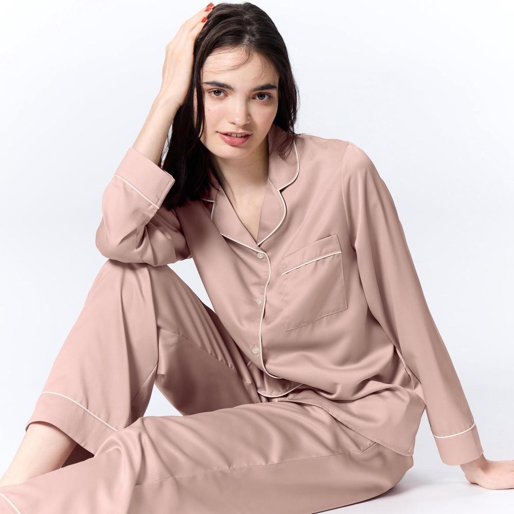

Атласная пижама GU by Uniqlo с длинными рукавами и длинные брюки 30 NATURAL/XXL