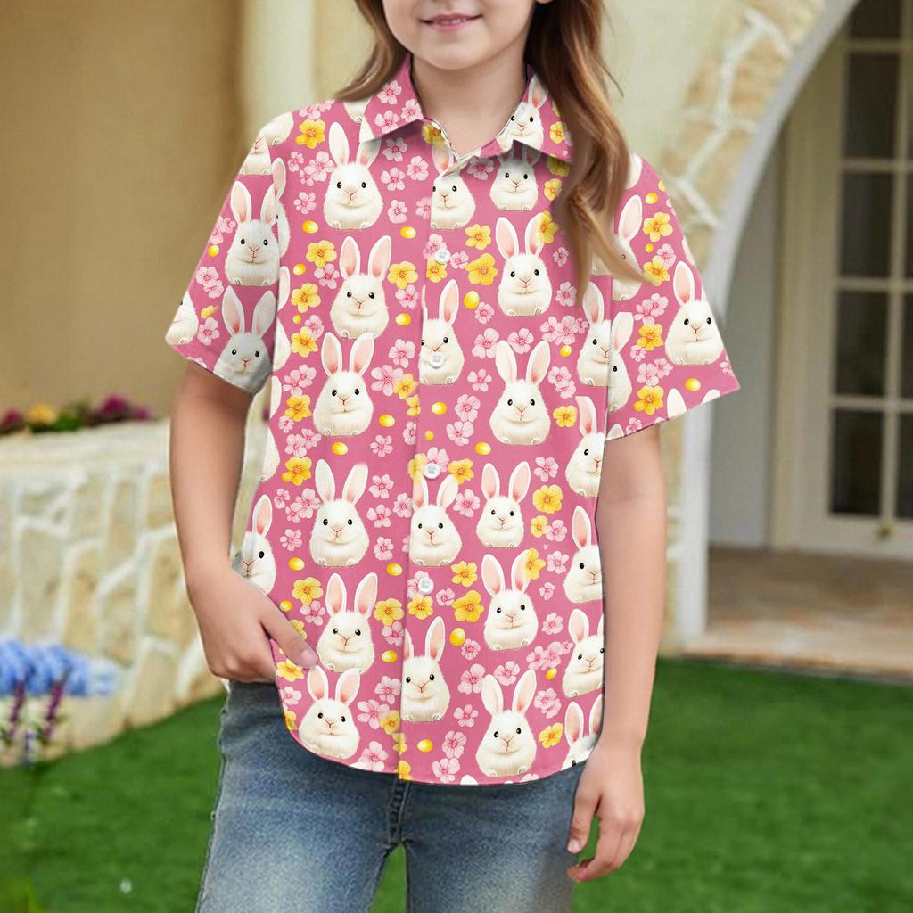 Summer Girls' Short Sleeve Blouse School Uniform Button-Up Shirt Kids Summer School Uniform Button Down Shirt