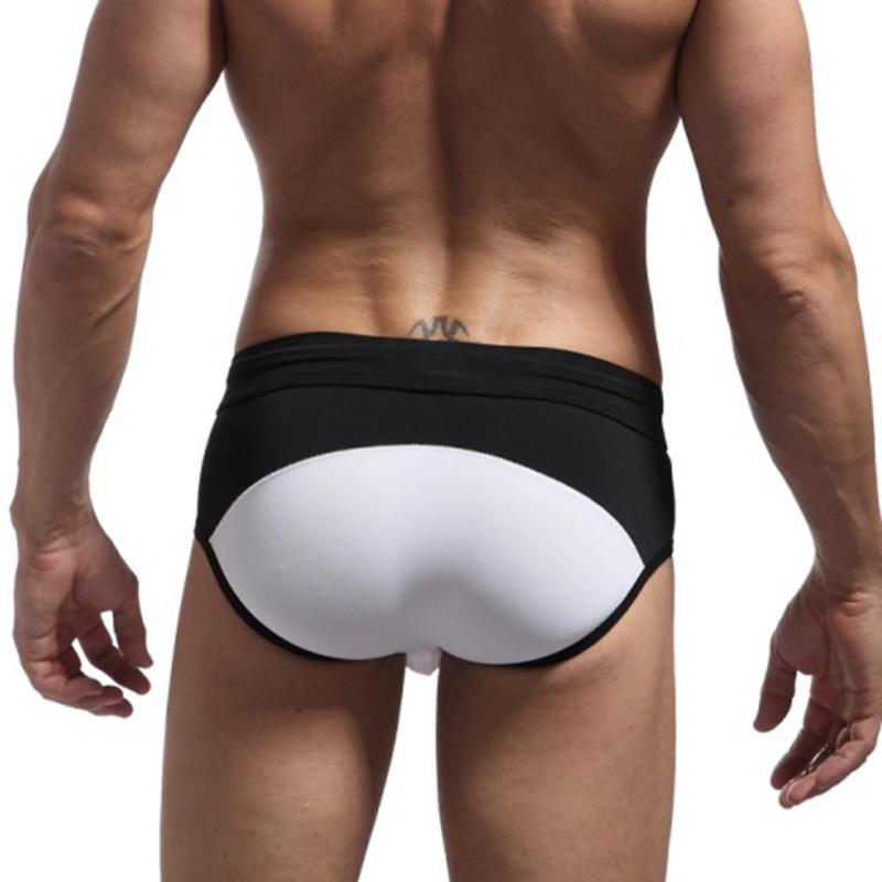 Men's Contrast Color Swim Trunks Slim Fit Comfort Quick Dry Swimwear Briefs Drawstring Beach Pool Swimming Trunks