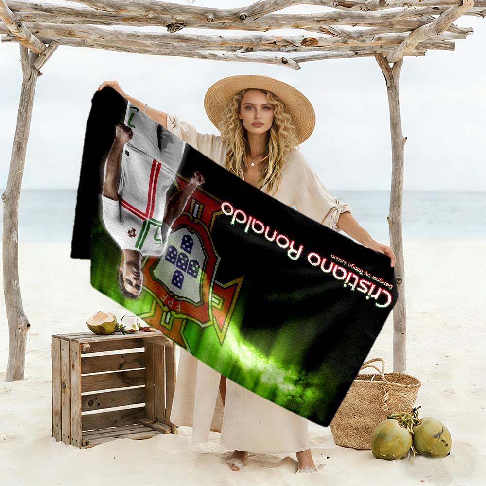 Football Players Beach Towel Super Soft & Absorbent Comfortable Lightweight Suitable for Swimming, Gym, Camping, Yoga Vacation