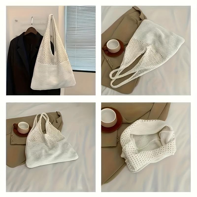 Designer-Handtaschen aus Strick für Damen, große Kapazität, Tragetaschen für Damen, Sommer-Strandtasche, große Geldbörsen, lässige, hohle, gewebte Umhängetaschen