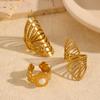 Stainless Steel Gold Color Line Opening Rings for Men Women Fashion Personality Geometric Hollow Rings Jewelry Gifts Accessories