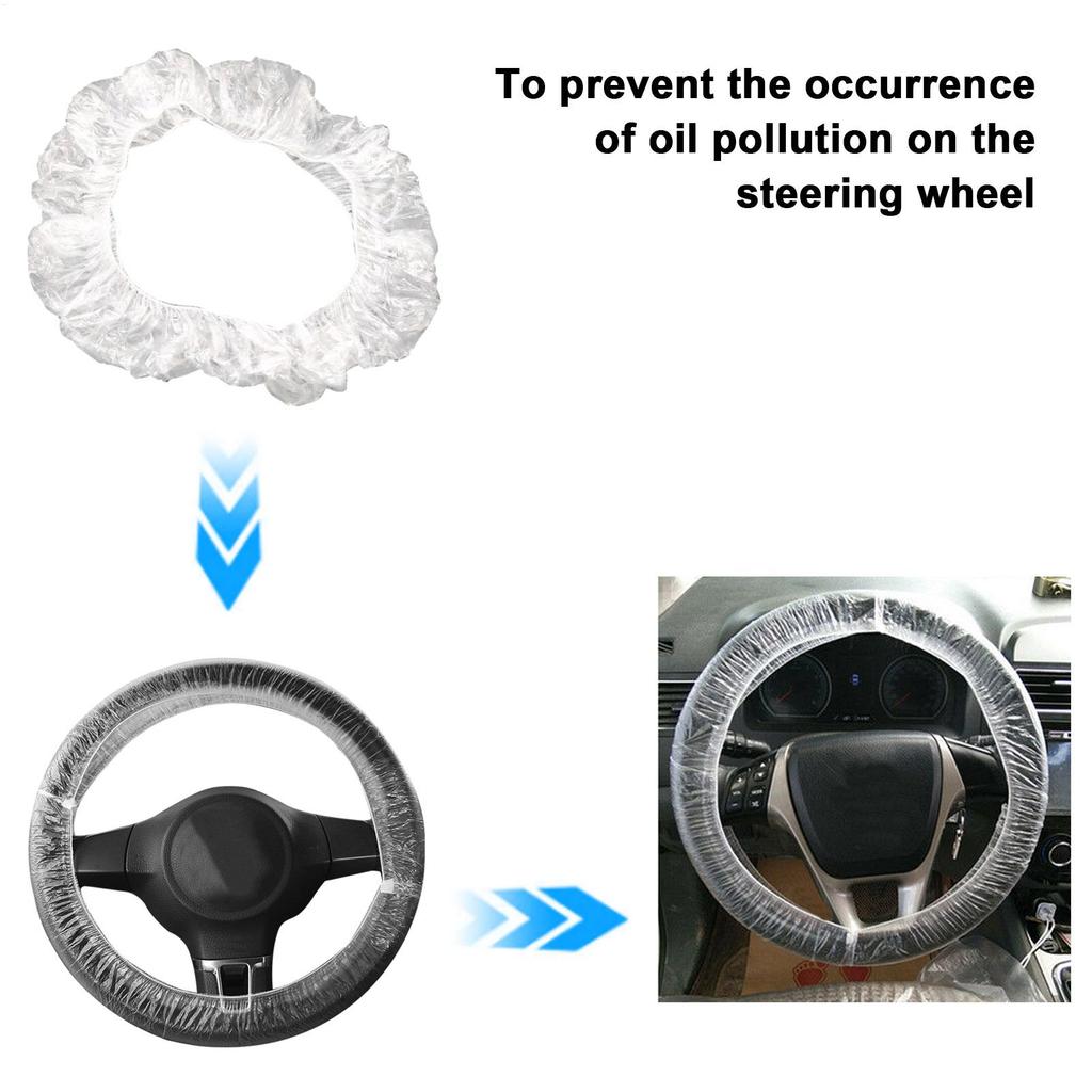 100pcs Disposable Steering Wheel Covers Waterproof & Anti-Slip Protectors for Car Truck, Mechanics, Valet & Fleet Hygiene