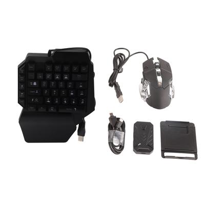 Half Hand Gaming Keyboard Mouse Combo USB Wired LED Backlit Mouse and Keyboard with Converter for PS