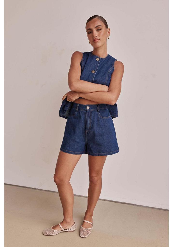 Set di Pantaloncini in Denim Larghi Senza Maniche a Vita Alta Moda Europea e Americana Primavera/Estate 2025.