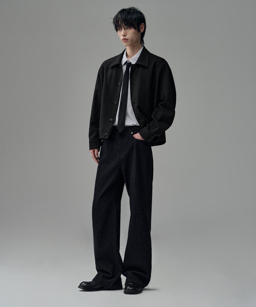 Draw Fit Dove Wool Minimal Line Jacket [Black]