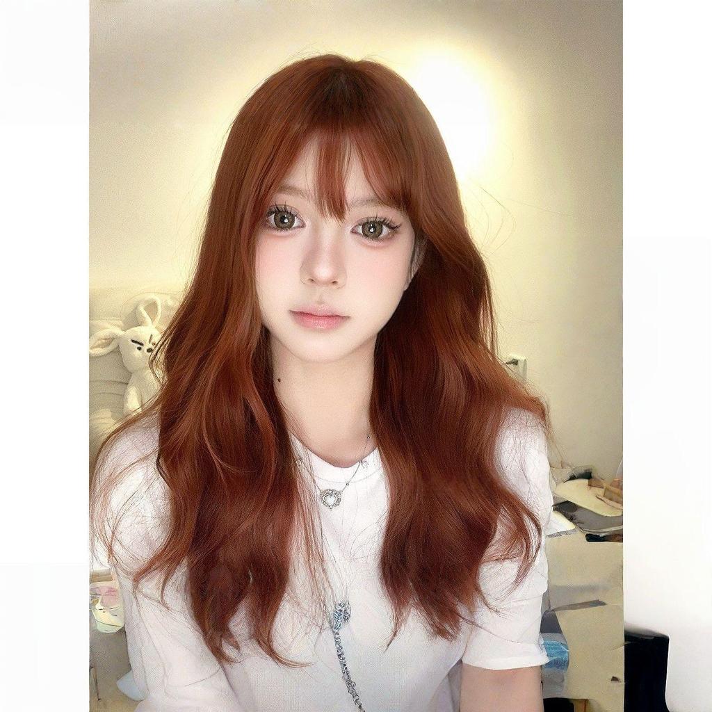 Retro Elegant Orange Wavy Wig - Age-Defying, Natural & Face-Framing Full Head Cover