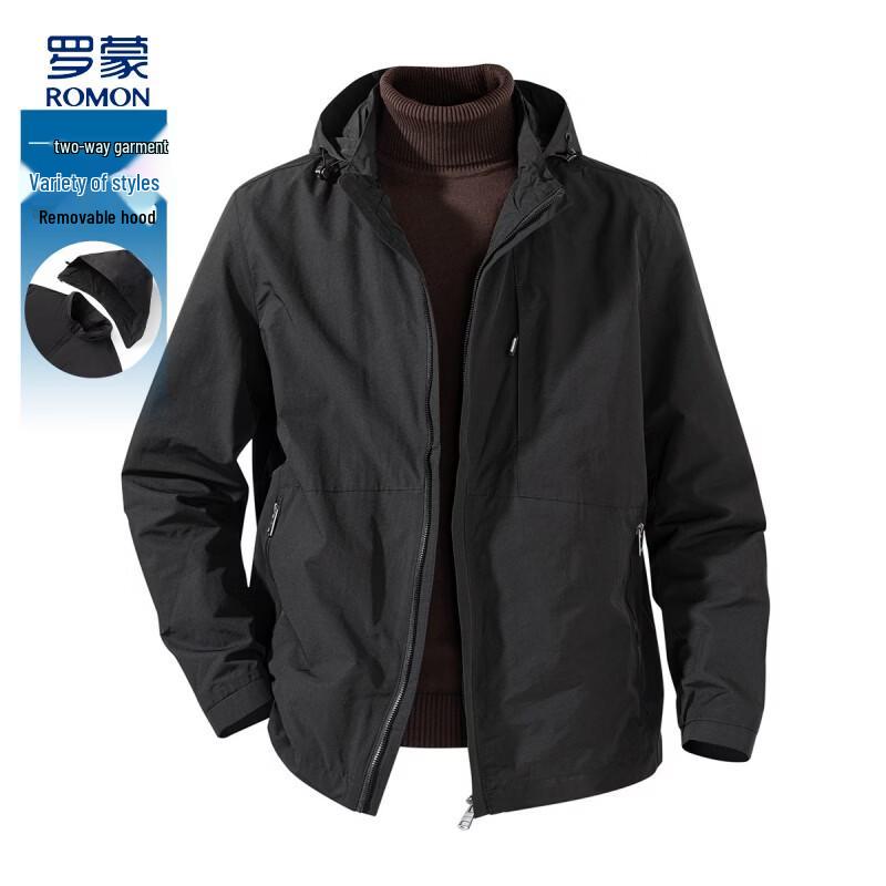 Romon Men s Windproof Detachable Hood Jacket XL
