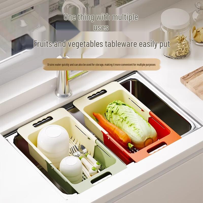 Retractable Over-Sink Dish Drying Rack with Knife Holder