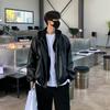 Leather Jacket Men's New Fake Two-piece Hooded Jacket Korean Style Loose Trendy Brand Workwear Leather Jacket