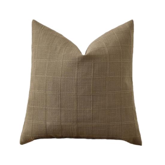 

Наволочка из хлопка и льна, скандинавский стиль, дышащая ткань, клетчатый жаккардовый дизайн, наволочка, универсальный домашний декор 45x45cm светло-коричневого