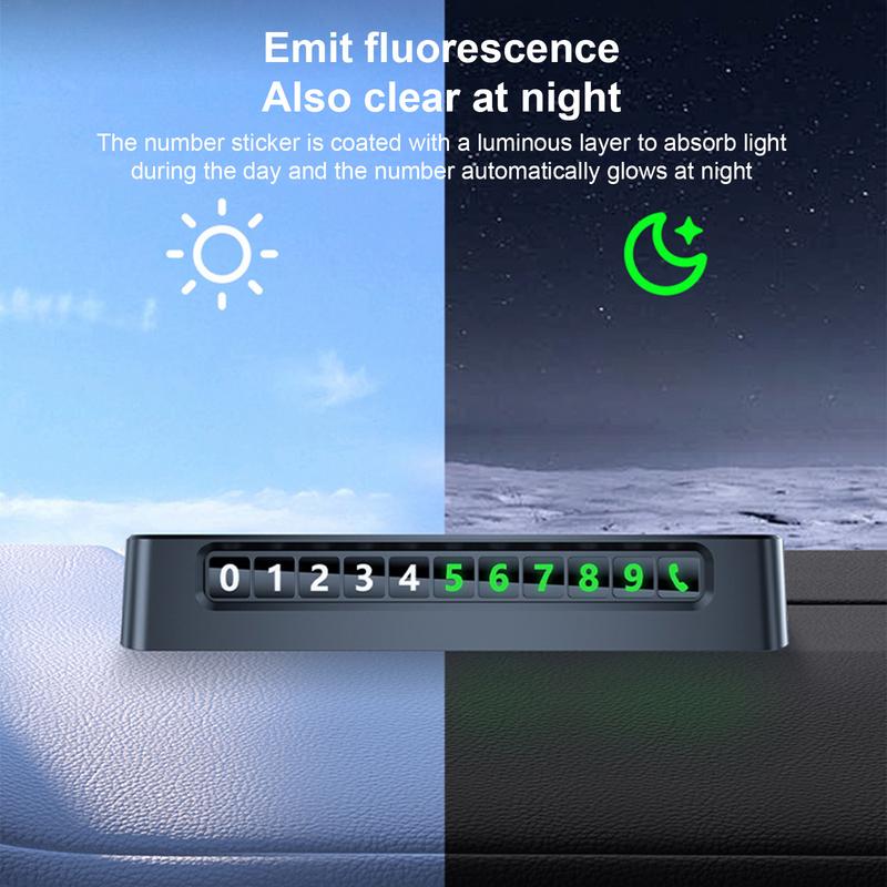 Auto Metall Temporäres Parkschild Telefonnummernschild Leuchtet in der Nacht Auto Temporäres Parken Nummernschild Telefonnummer Kennzeichen
