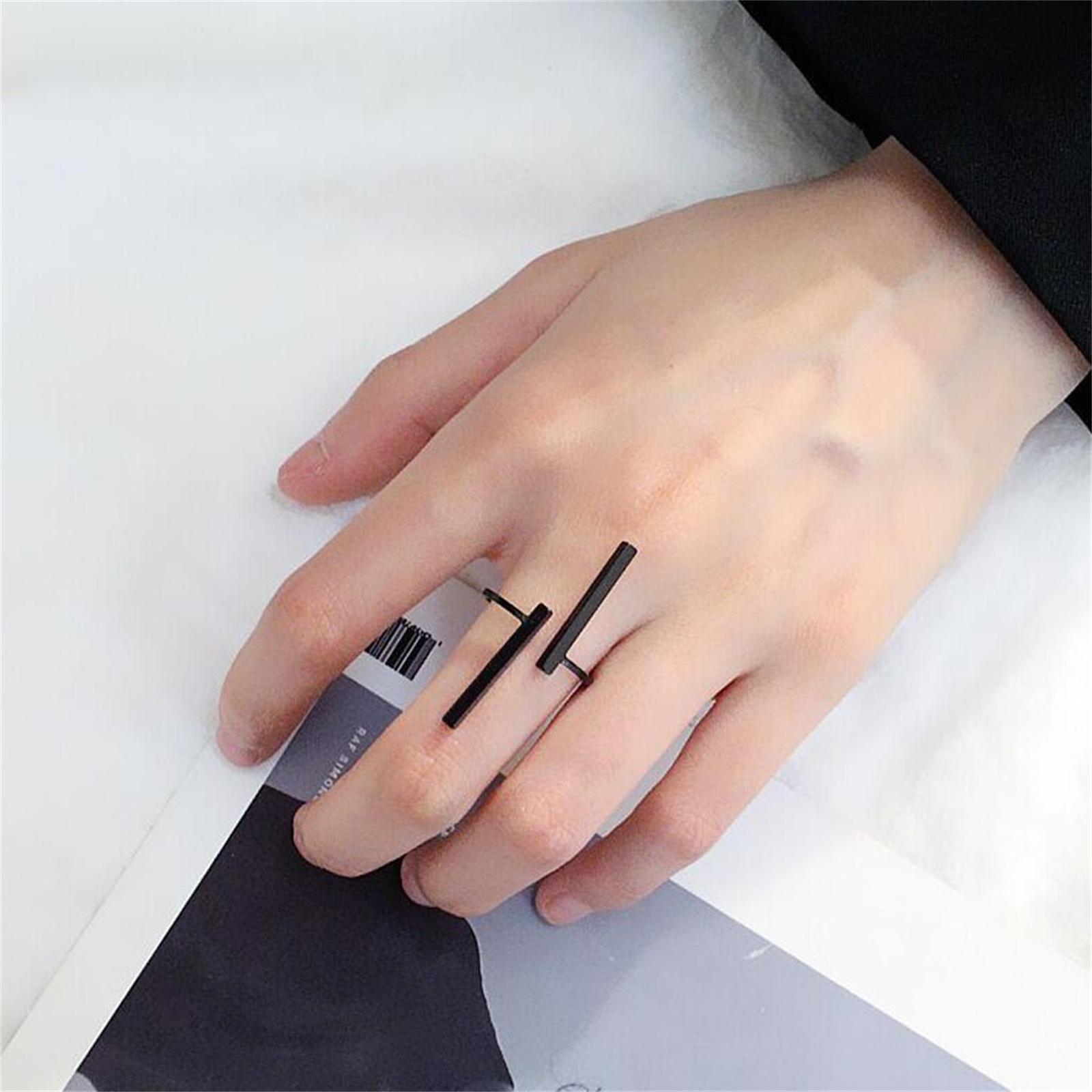 Women Minimalism Fashion  Geometry One Font Open Band Ring One Size чёрный