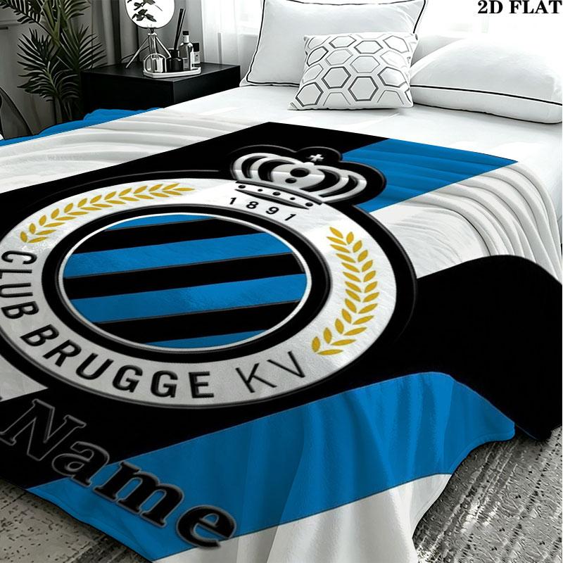 1PC Club Brugge KV Custom Name Patterned Flannel Blanket Suitable For All Seasons for Home Decor Warmth and Comfort Gifts Holiday Present