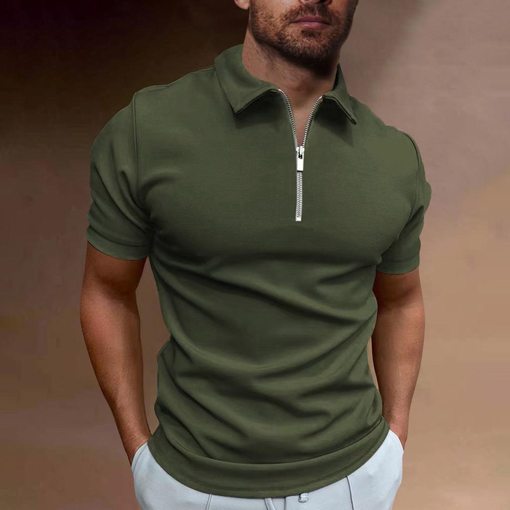Summer Men's Sports Short Sleeve Golf Youth Men's Zipper Casual Top