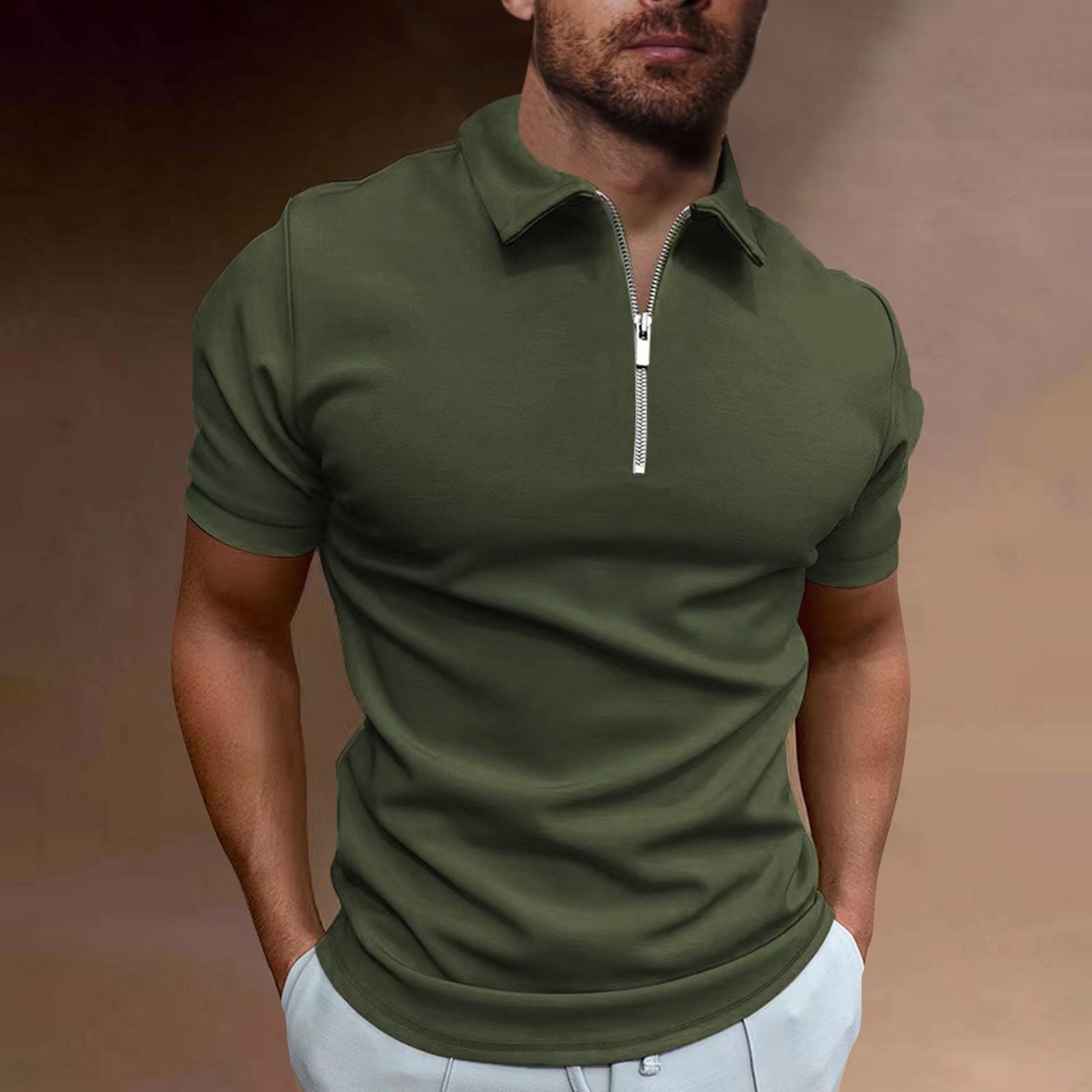 

Summer Men s Sports Short Sleeve Golf Youth Men s Zipper Casual Top XXXL