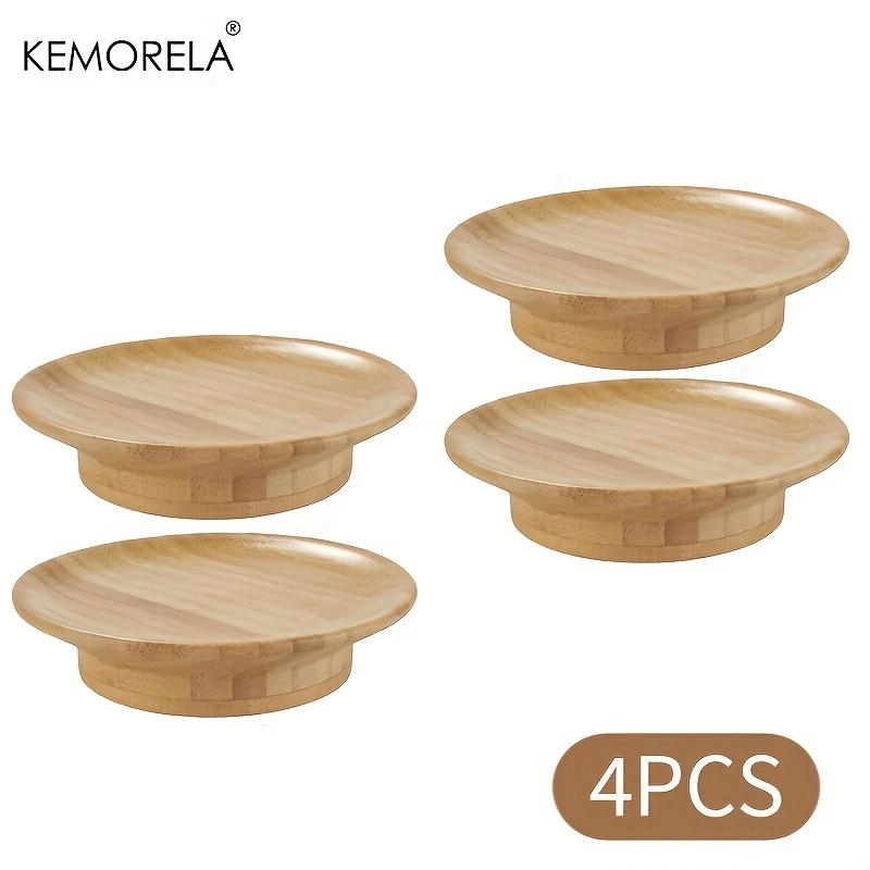 Bamboo Serving Coaster, 4/6PCS Round Appetizer Plate for Cheese Fruit & Snacks, Natural Tray for Wedding Bar Party Use
