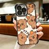 Funny Capybara Cartoon Cute Plating Phone Case For Iphone 16 17 Pro Max Air 16E 14 15 Plus 12 13 Mini Anti-Fall Airabag Cover