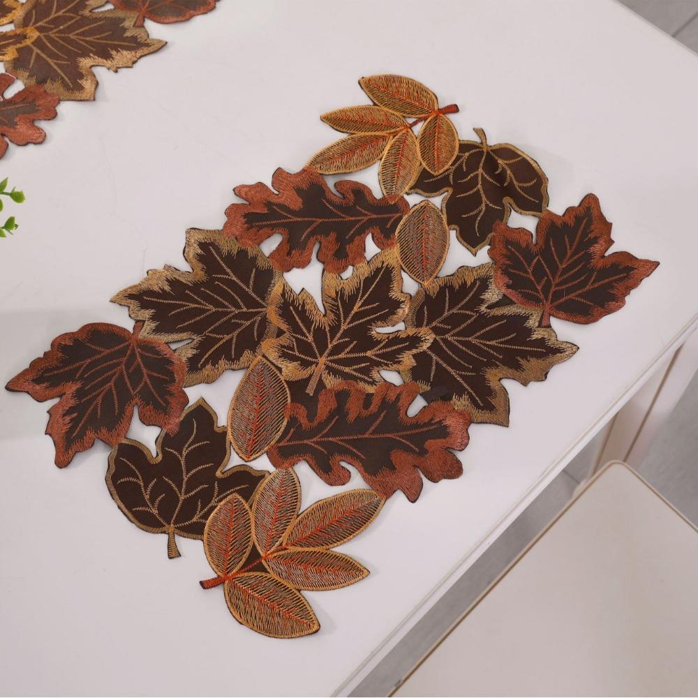 Hollow Design Maple Leaf Placemat Rustic Style Autumn Harvest Table Mat Harvest Festival