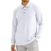European and American Style Men's Spring Autumn Long Sleeve T-shirt Solid Buttoned Turn Down Collar Polo Shirt