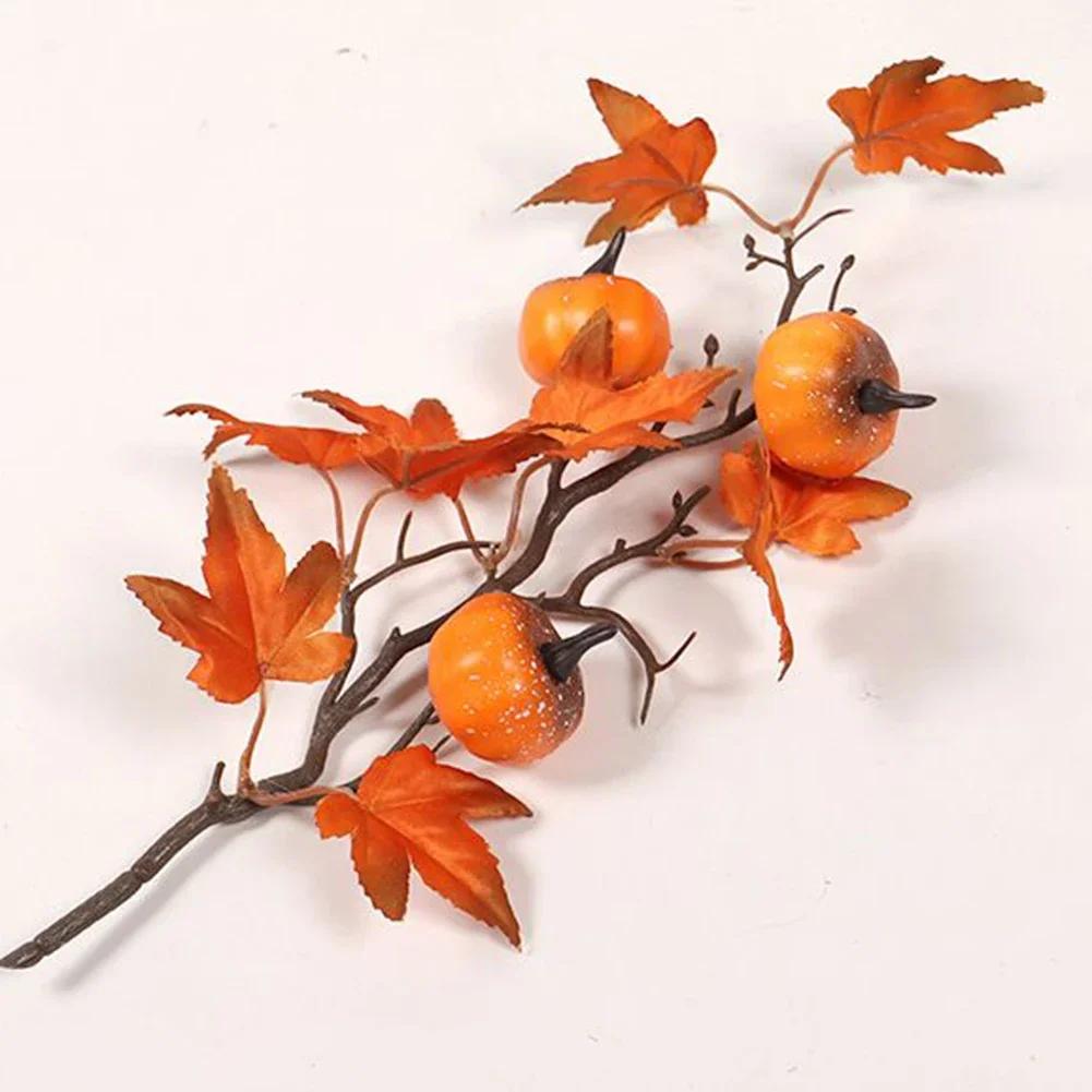 Artificial Maple Leaves Branch Fake Fall Leaves Stems Plants Outdoor Home Decor Outdoor Artificial Flower New Year 2025 Decor
