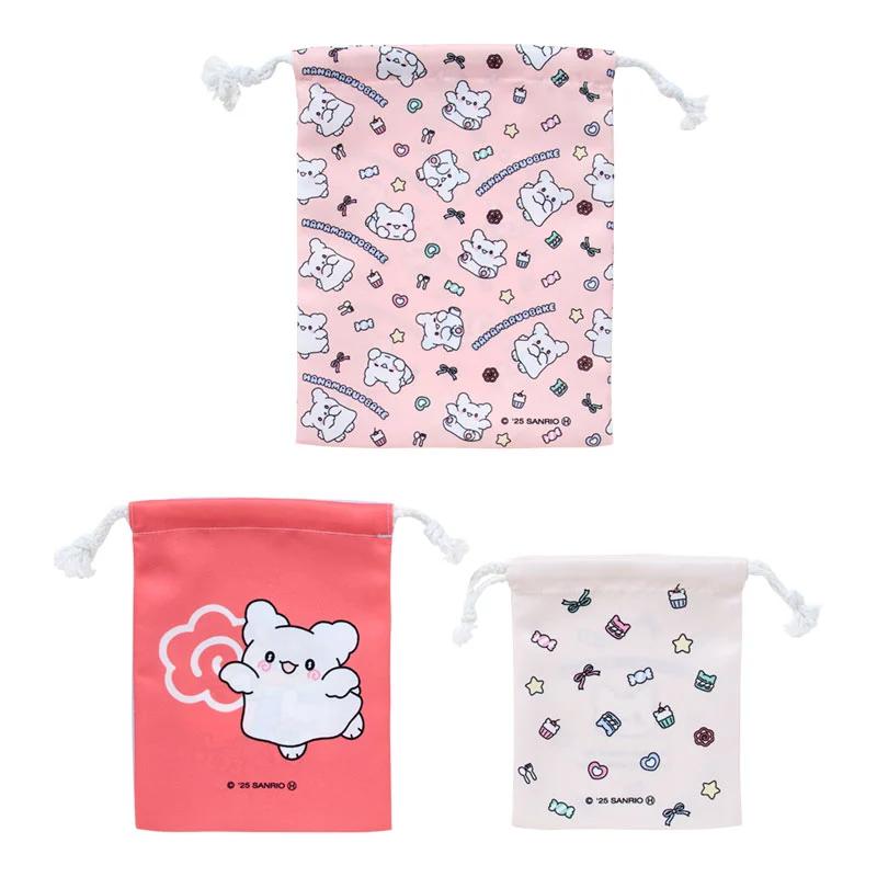Sanrio HANAMARUOBAKE Set of 3 Drawstring Bags (Pastel Sweets Pop) Japan NEW