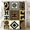Retro Geometric Puzzle Pattern Shower Curtain For Bathroom Decor Black Gold 3D Design Waterproof Fabric Size: W72 X L84 Inches