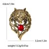 Rhinestone Tiger Head Brooches for Women Unisex Pearl Bear Pins Wolf Lapel Pins Banquet Party Backpack Gifts Jewelry Accessories