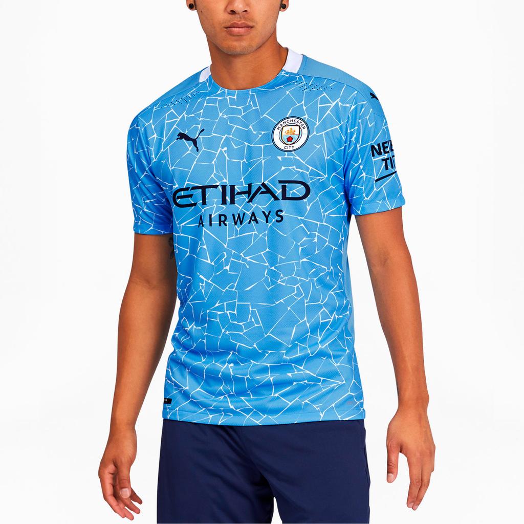 Puma 20-21 Season Manchester City Home Player Edition T-Shirt Men Tops Sky-Blue 757057-01