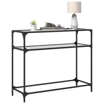 Console Table with Transparent Glass Top 98 X 35 X 81 Cm Steel