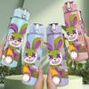 1PC Joker Bunny Funny Character Print 750ml Color Plastic Sports Water Bottle Leakproof Flip Straw Lid Suitable for Sports Office Home Use