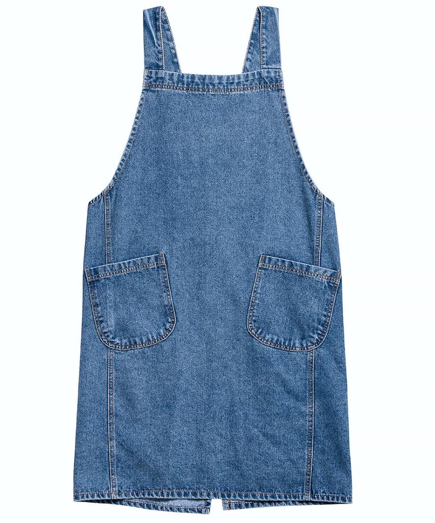Apron Jeans Fabric Denim for Men and Women for Gardening and Work [Cherry Pick] (dark Blue)