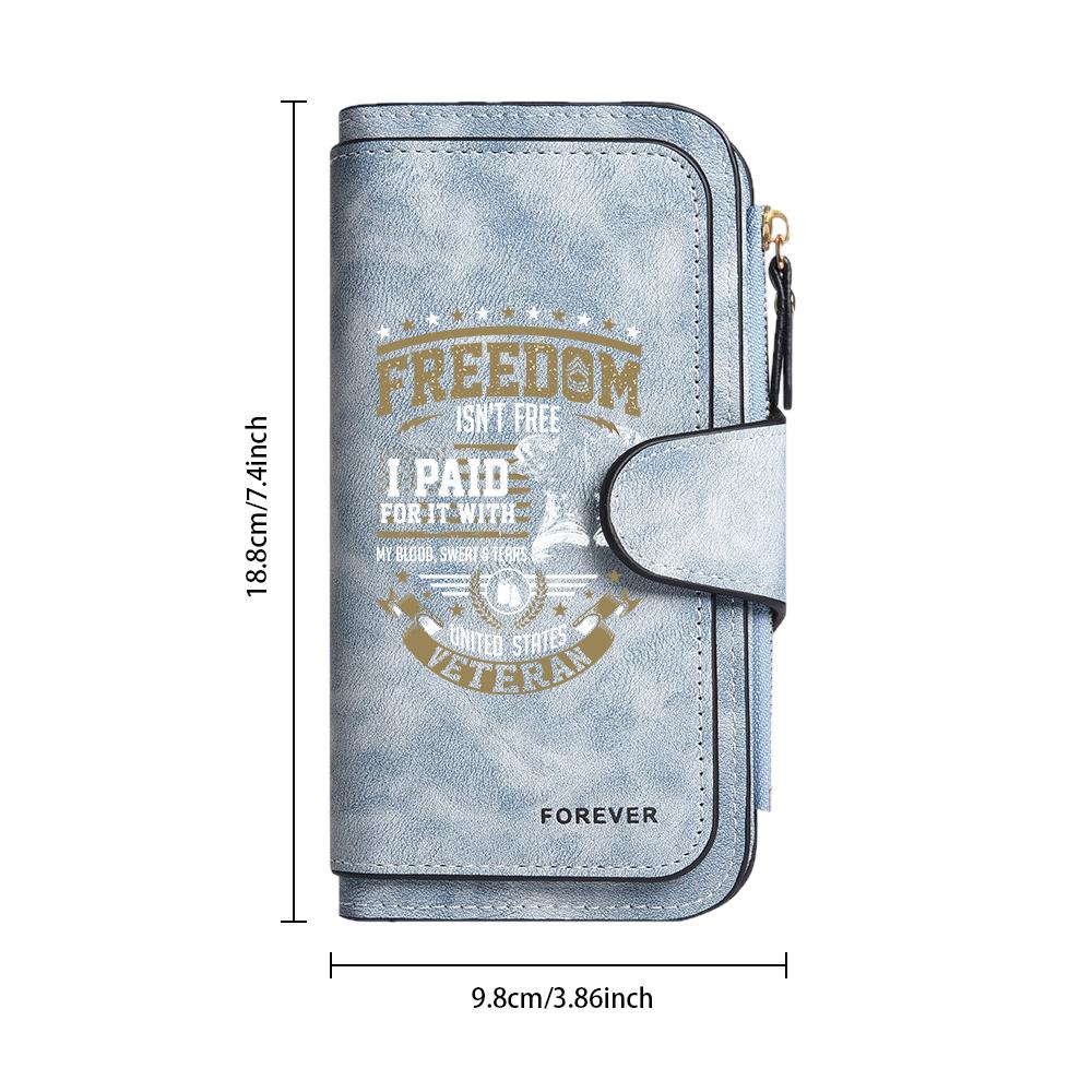 US Veteran Themed Wallet Freedom Printed Multi Card Holder Portable Purse