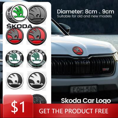 Car Sticker Skoda Octavia 2 3 Fabia Kamiq Kodiaq Rapid Superb Yeti Car Front Rear Emblem Sticker 80mm 90mm ABS Logo Styling For BB111