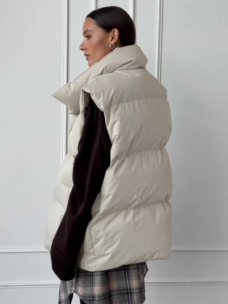 Women Autumn Winter Vests Stand Collar Loose Warm Vest Cotton-padded Coat Casual Women's Jackets Outerwears