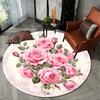 Modern Botanical Flower Round Carpet Soft Non-Slip Decorative Doormat Machine Washable Floor Rug for Kitchen Bathroom Office