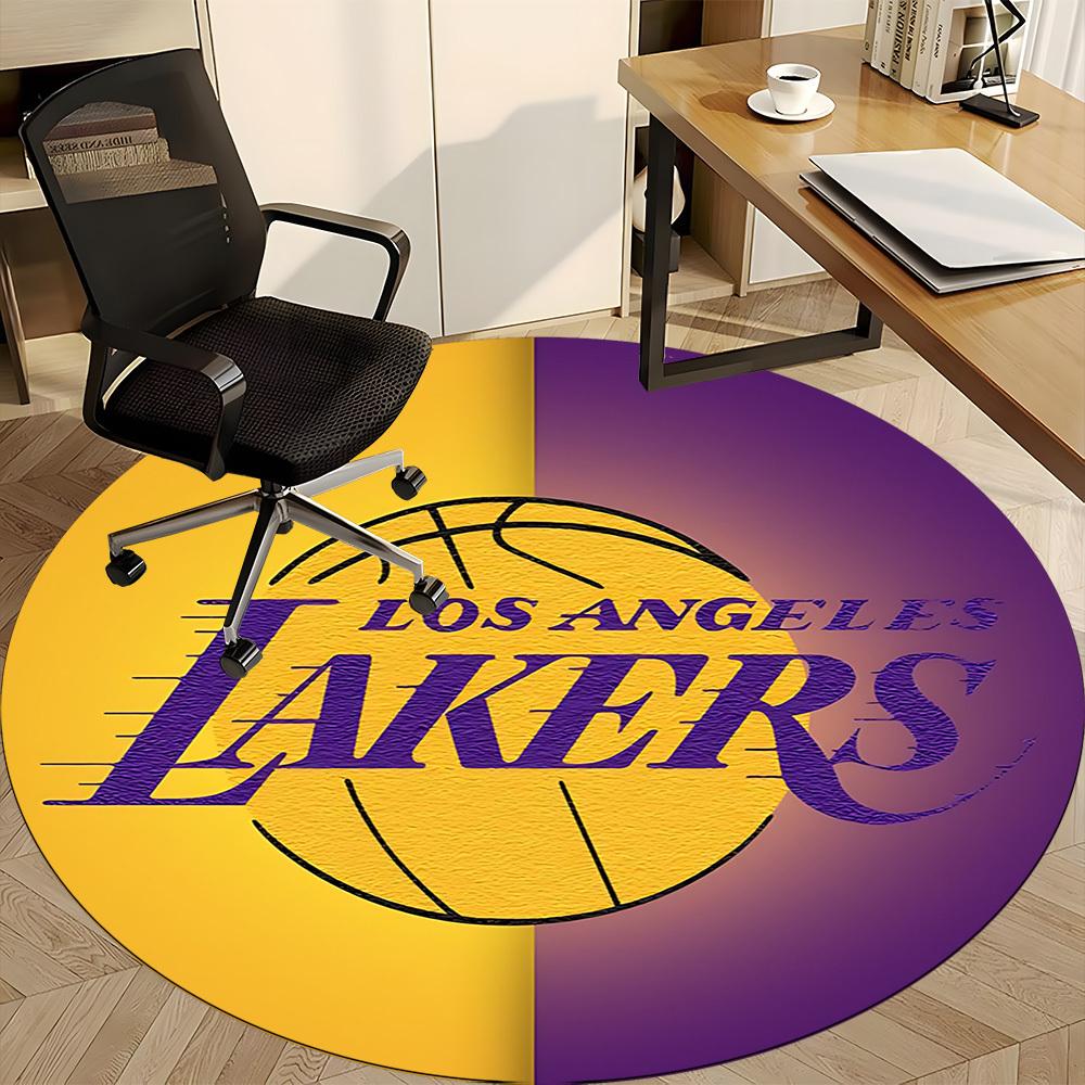 1pc Basketball Lakers Office Round Area Rug, Indoor Mat Suitable For Office, Under Office Chairs Bedroom Living Room Home Decor, Room Deco