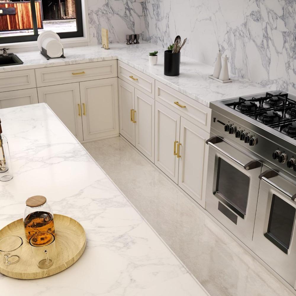 2 pcs Brushed Gold Cabinet Handles Stainless Steel Square Bar Pulls for Kitchen Bathroom Cupboard