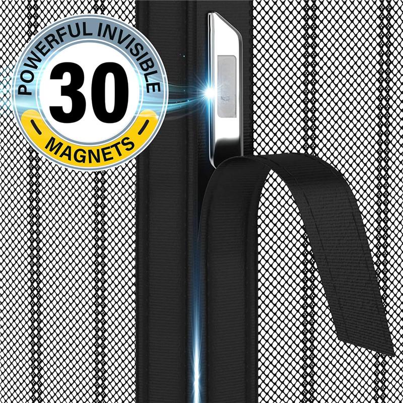 Plasă Cortină Magnetică pentru Ușă, Model Îmbunătățit 2026 cu Închidere, Autoetanșare, Intrare Mâini Libere, Plasă Temporară pentru Ușă de Patio - Ține Insectele Afară, Lasă Briza să Pătrundă