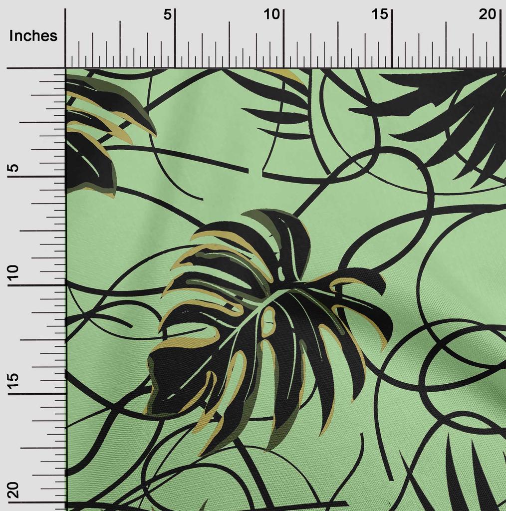 oneOone Cotton Flex Mint Green Fabric Abstract Tropical Leaf Craft Projects Decor Fabric Printed By The Yard 40 Inch