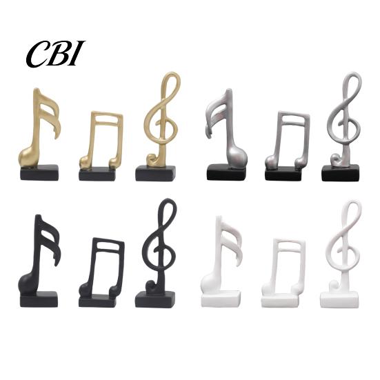 Study Room Decoration 3Pcs Minimalist Music Note Resin Sculpture, Treble Clef & Eighth Quarter Desk Desktop Decor for Piano Living Room, Matte