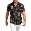 Men's Casual Short Sleeve Button Down Shirt Beer Festival Print Lightweight Breathable Fabric Relaxed Fit Summer Top