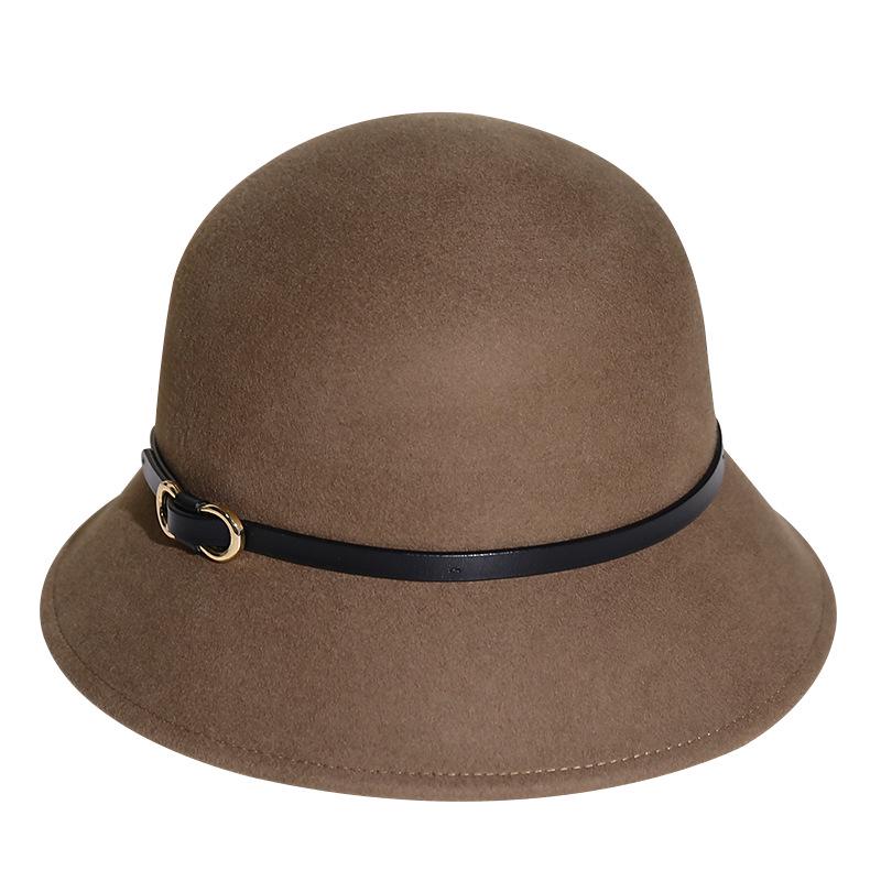 2025 Women's British Retro Wool Felt Hat: Autumn/Winter Fashion Belted Bucket Hat