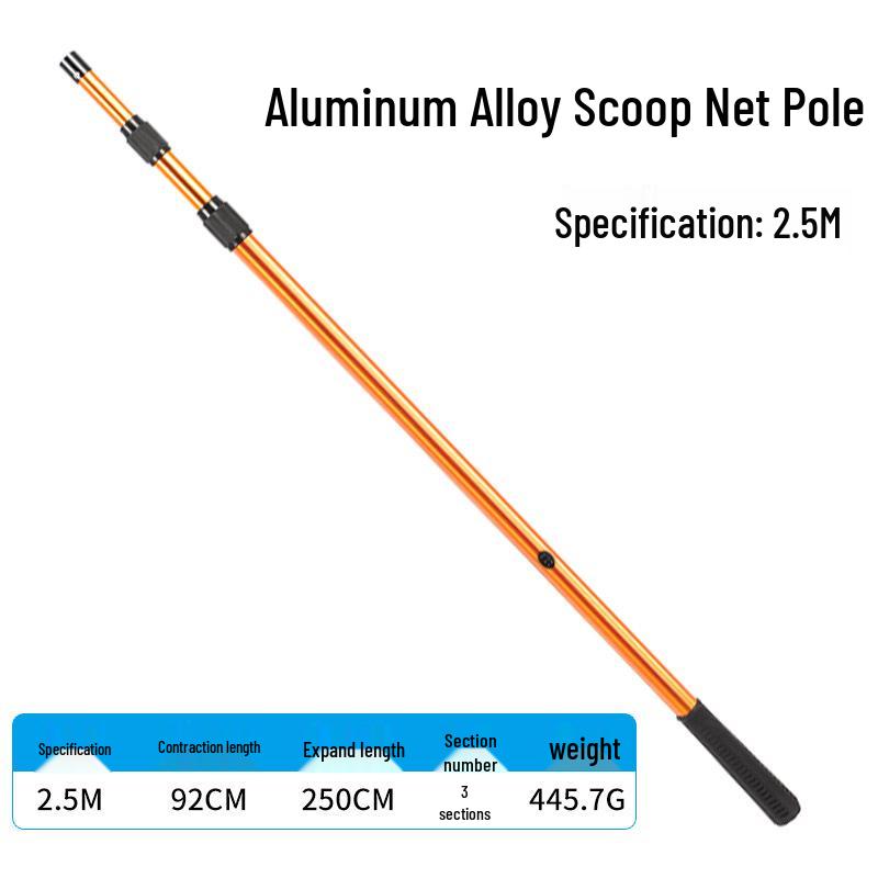 Telescopic Aluminum Landing Net Pole, Adjustable & Multi-Spec, for Large Fish.