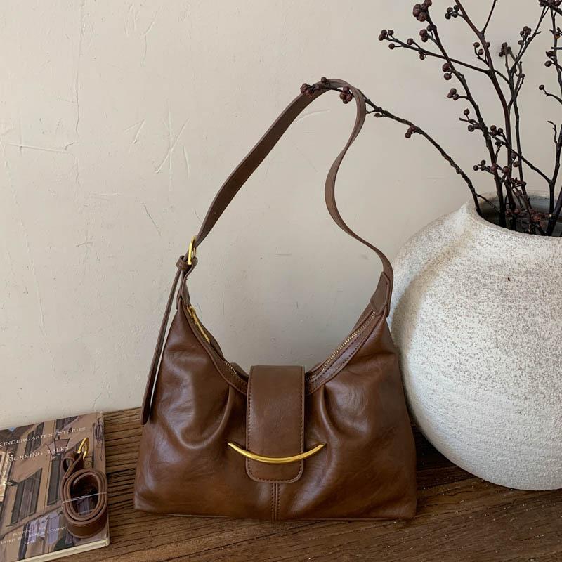 Vintage Underarm Bag for Women Minimalist Shoulder Crossbody Purse Fashion Handbag Sle Wrinkles High-End Feeling Shoulder Bag