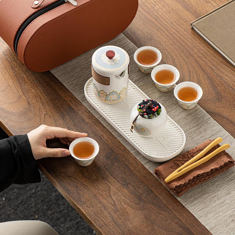 Portable Travel Kung Fu Tea Set Creative Ceramic Quick Tea Set Chinese Office Teapot And Cup Set Light Luxury Friend Gifts